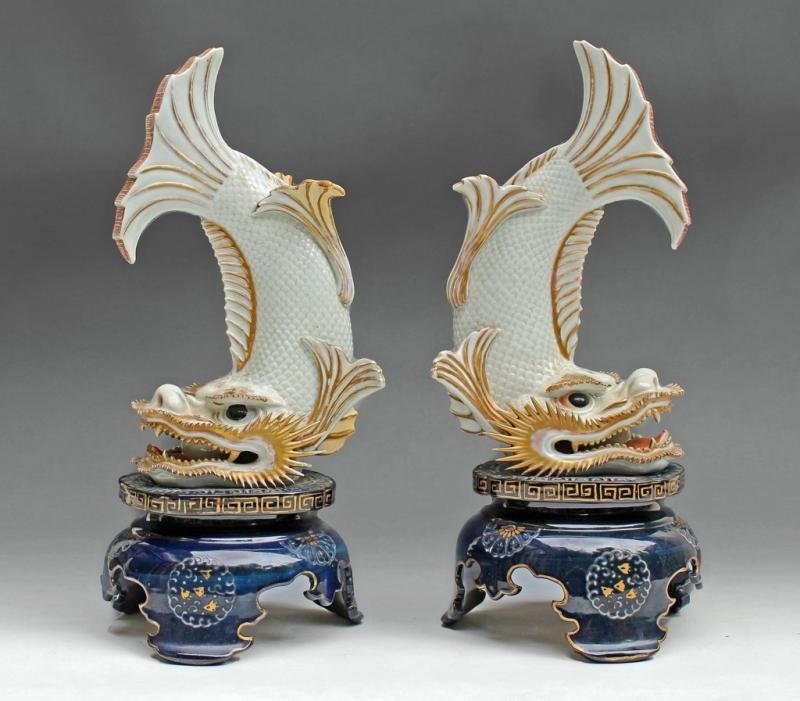 Antique PAIR OF CHINESE PORCELAIN DRAGONS ANTIQUES.CO.UK