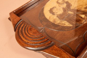 Antique An Art Deco Very Stylish Carved Wooden Tray. Circa 1920