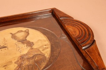 Antique An Art Deco Very Stylish Carved Wooden Tray. Circa 1920