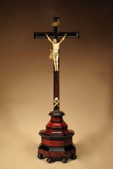 A Fine Ebony And Tortoiseshell Veneered Crucifix Applied With An Bone Corpus Christi, Franco/Flem...