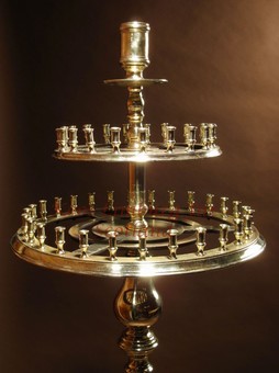 Antique A Spectacular Rare Large Eastern Europe Brass Wax Standing Candelabra  18th/19th Century