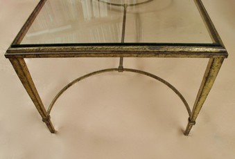 Antique Gilded Wrought Iron Maison Ramsay French Coffee Table 