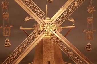 Antique A magnificent very detailed gilded bronze large model of a Dutch windmill. Made by the silver smith A. Schoorl in Amsterdam 