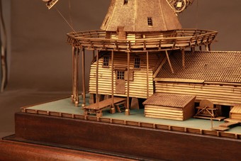 Antique A magnificent very detailed gilded bronze large model of a Dutch windmill. Made by the silver smith A. Schoorl in Amsterdam 