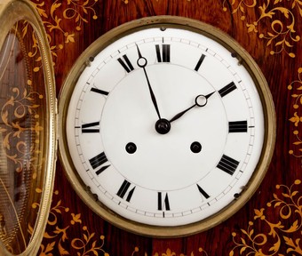 Antique A Very Decorative Rosewood/Palisandre Inlaid with Lemon Wood French Wall Clock