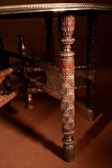 Antique  A Very Decorative Anglo Indian Middle Eastern Possible Mughal Empire Folding Coffee Table. Circa 1900-20