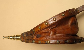 Antique Finely Carved Hardwood and Brass Inlaid Indian Pair of Bellows, circa 1900