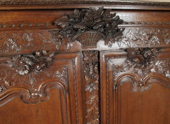 Antique Oak French Carved Normandy Wedding Armoire circa 1800
