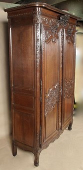 Antique Oak French Carved Normandy Wedding Armoire circa 1800