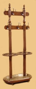 Antique Double Sided Free Standing Elm Wood Hall Tree, Coat, Umbrella, Stick, Hat Stand