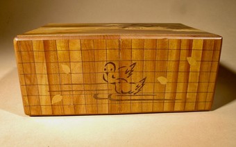 Antique Antique Japanese Finally Inlaid Marquetry Box With Mount Fuji and Secret Compartment Drawer and Lock System circa: 1920