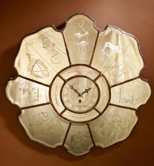 Antique A very interesting and rare art deco mirrored wall clock.