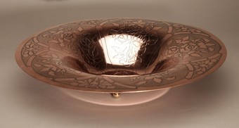 Antique A Very Decorative Art Deco Signed Dinanderie Copper Fruit Charger, circa 1920-40.