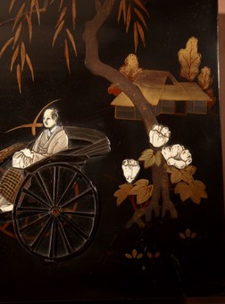Antique A Real Pair Of Japanese Inlaid Lacquered Panels Meiji Period 1868-1912