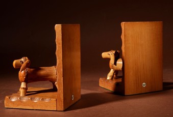 Antique An Unusual Amusing Pair Of Art Deco Bamboo Dogs Bookends, Circa 1920-40