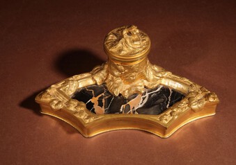 Albert Marionnet Gilded Bronze Art Nouveau And marble Inkwell