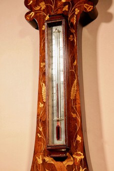 Antique A Very Rare Victorian Rosewood Inlaid Barometer.