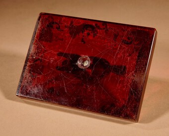 Antique An Amusing and Decorative German silver and Red Glass Press Papier.