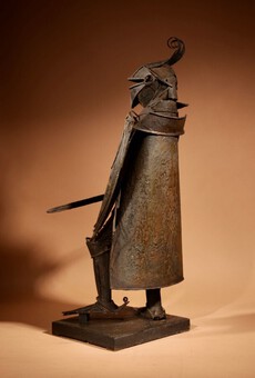 Antique A Large Model Of A Artistic Made Tin Plate Iron Knight Armour.
