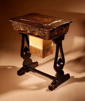 Antique A Originally Lacquered Sewing/Work Table Still With The Original Gold Paint Work, Chinese, 19th. century,
