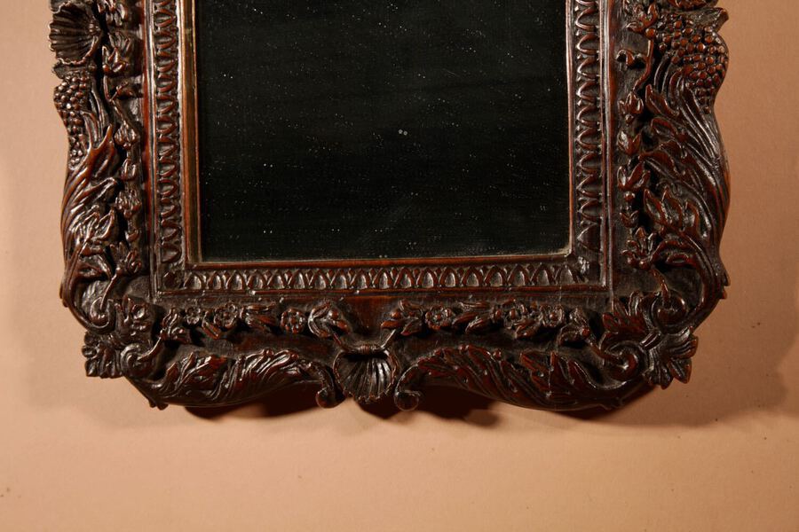 Antique William and Mary Walnut Mirror, Circa: 1700.