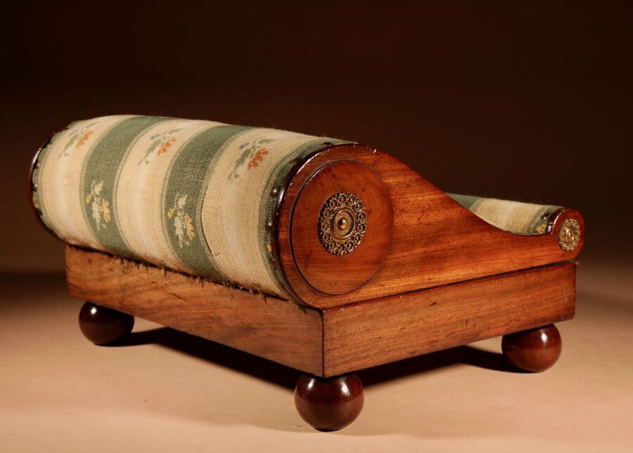 Antique An Elegant Mahogany Gout Foot stool Continental circa 1830