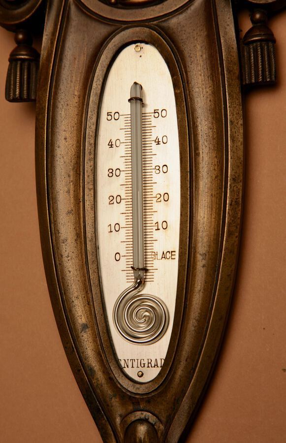 Antique Art Deco Bronze Very Stylish Thermometer Attributed to Sue et Mare.