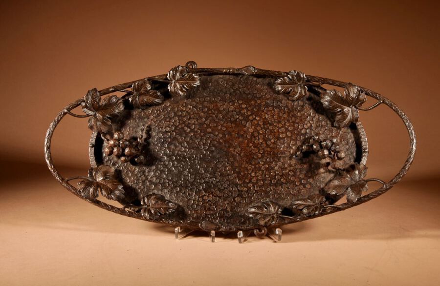 A Fine Wrought Iron Grapevines Tray