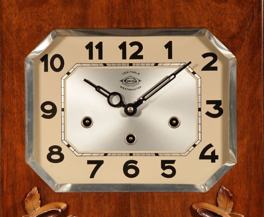 Antique Westminster Girod Carillon Walnut, Rosewood Wall Clock French circa 1940-50