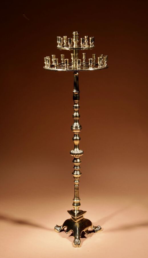 An Eastern European Brass Standing Candelabra 19th Century