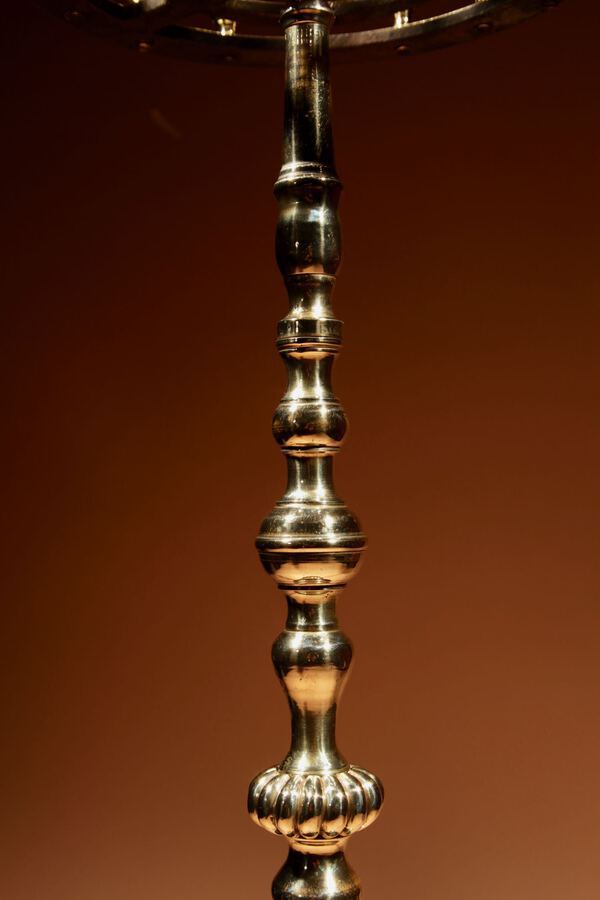 Antique An Eastern European Brass Standing Candelabra 19th Century