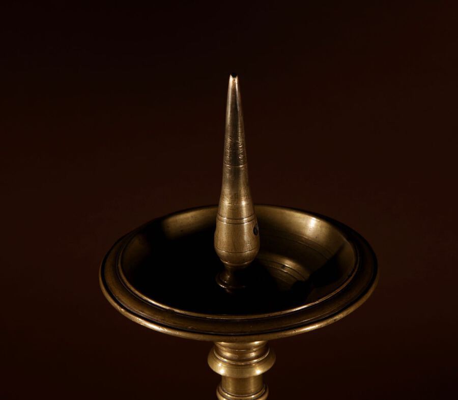 Antique A Beautiful Large Pair Of 17th Century Bronze Candlesticks Netherlandish Circa 1650.