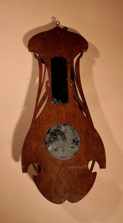 Antique Art Nouveau Very Stylish Dutch Oak Barometer.
