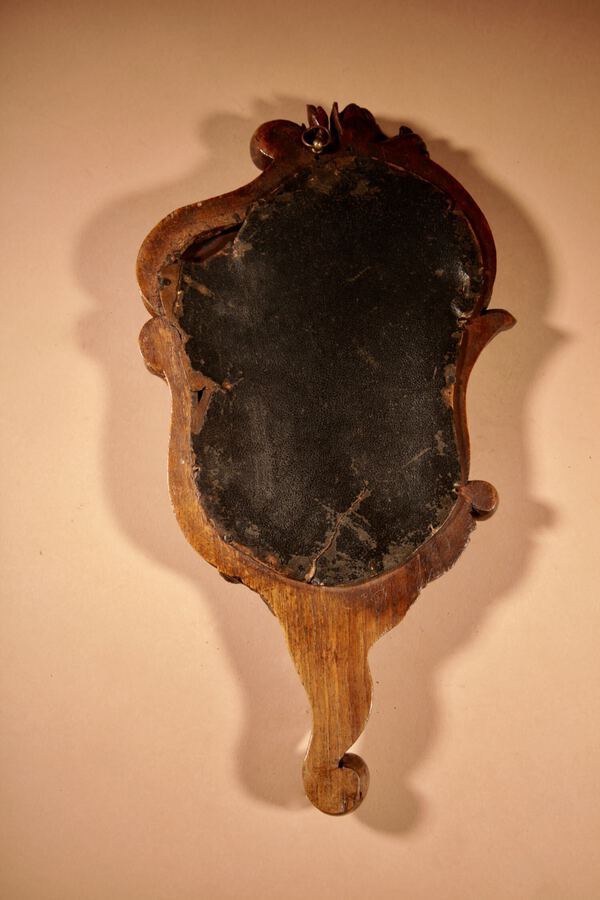Antique Unusually Fine Carved Hand/Wall Mirror.