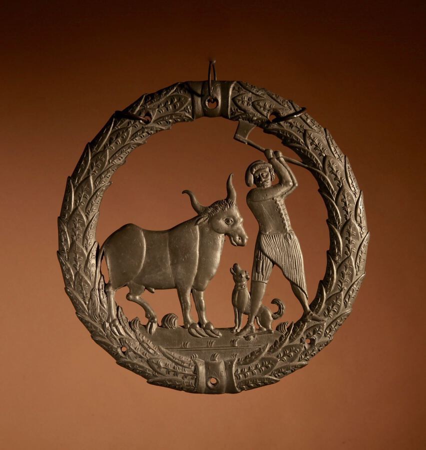 A Rare Pewter German Butchers Guild Symbol (Zunft Tischzeichen) 18/19th century.