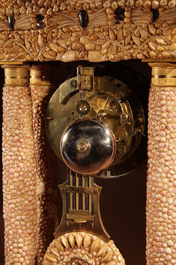 Antique Impressive Italian Grotto Style Portico Clock, Italian/French Circa 1830