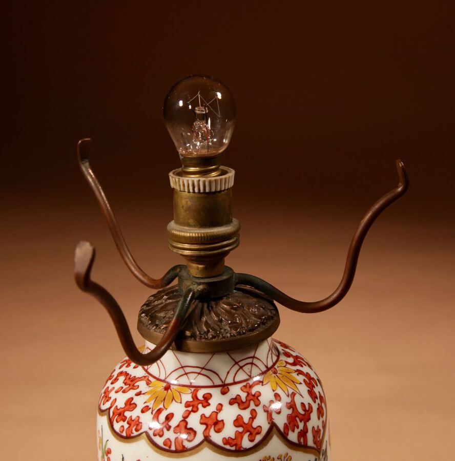Antique Mushroom Lamp Art Nouveau/Art Deco Desvres-Gabriel Fourmaintraux Porcelain Table Lamp circa 1905-25.