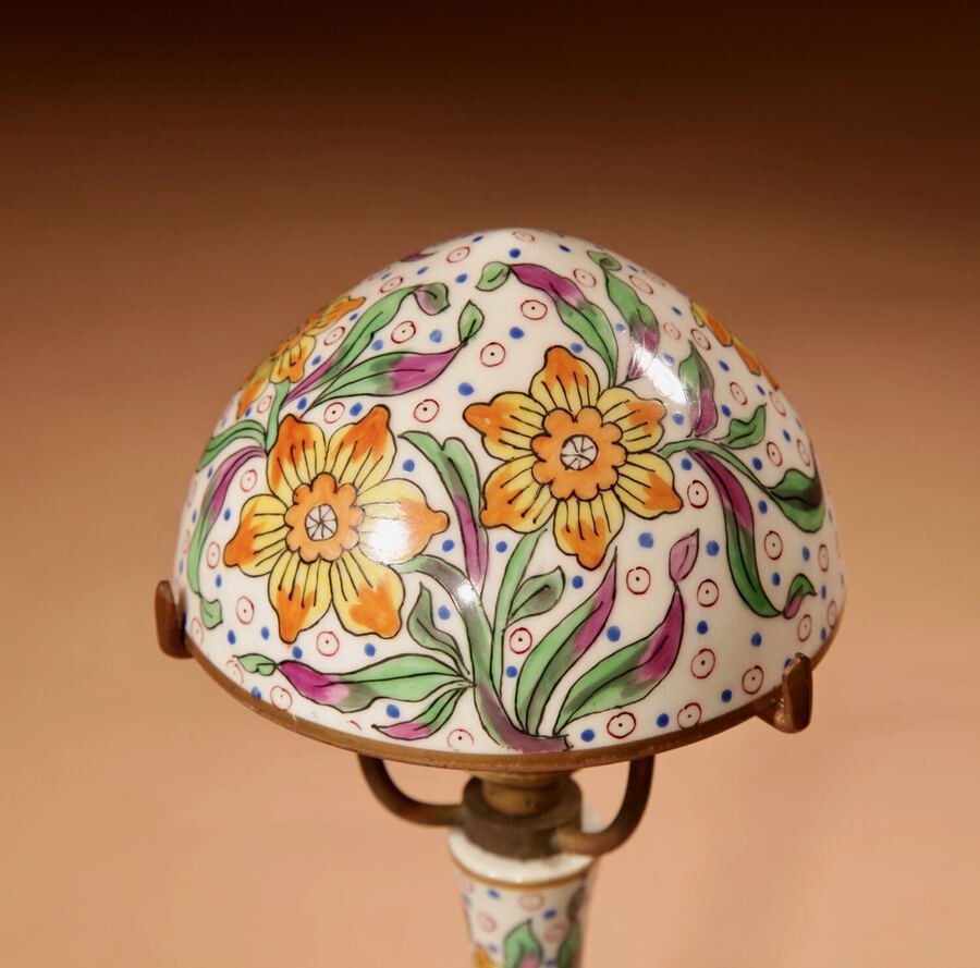 Antique  Mushroom Lamp Art Nouveau/Art Deco Desvres-Gabriel Fourmaintraux Porcelain Table Lamp circa 1905-25.