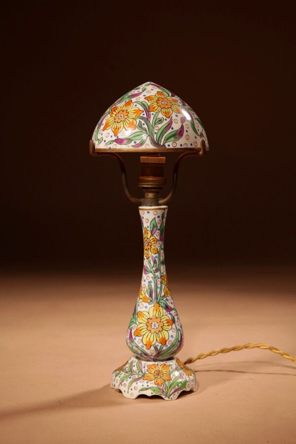 Antique  Mushroom Lamp Art Nouveau/Art Deco Desvres-Gabriel Fourmaintraux Porcelain Table Lamp circa 1905-25.