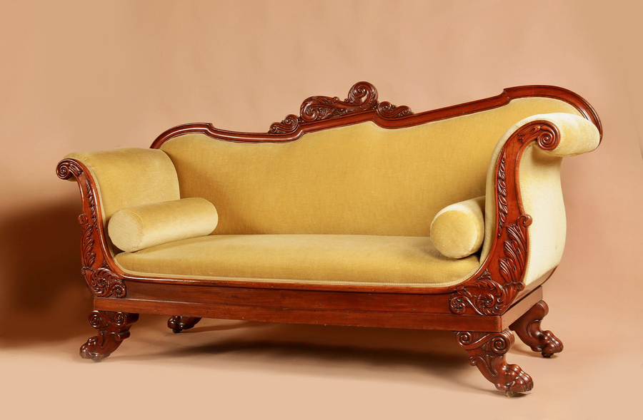 Antique An Exceptional Pair Of Small Mahogany French/Italian Sofa’s first half 19th century.