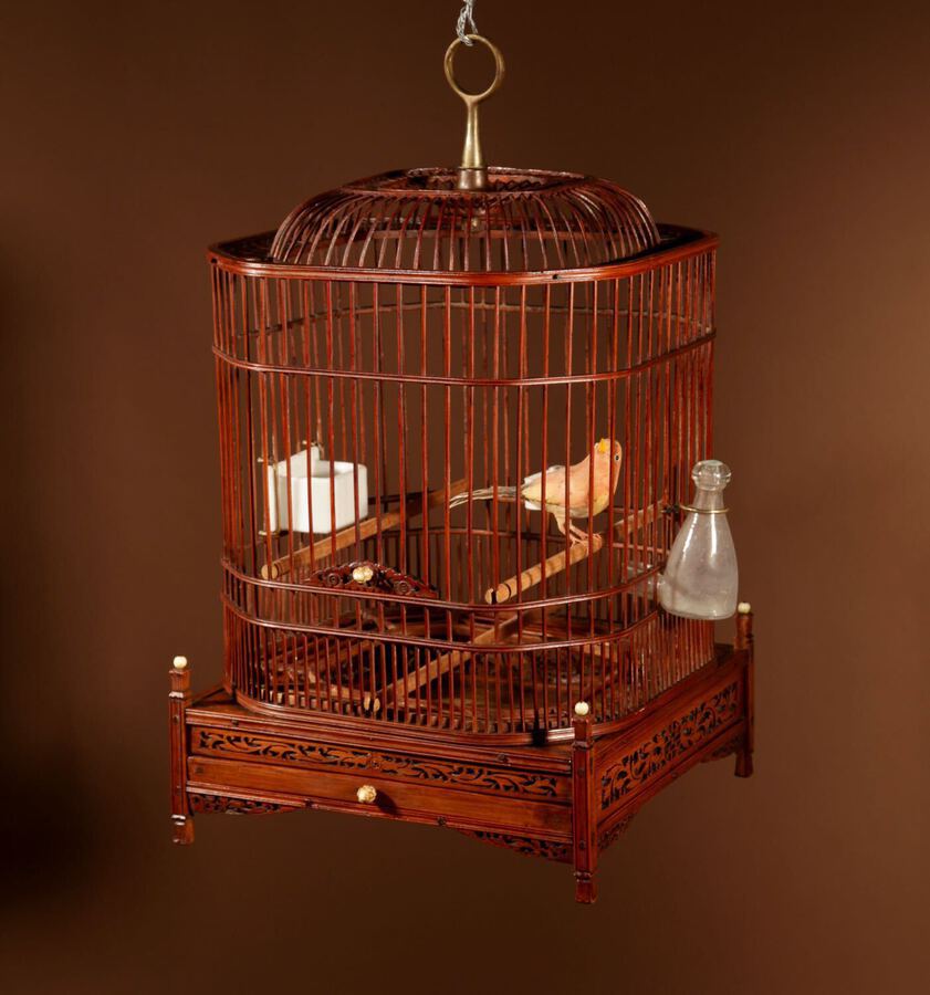 Real Antique Unusual Chinese Bamboo Birdcage Circa 1900.