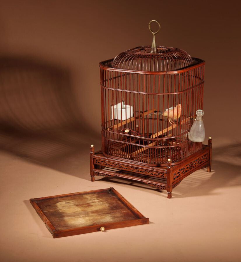 Antique Real Antique Unusual Chinese Bamboo Birdcage Circa 1900.