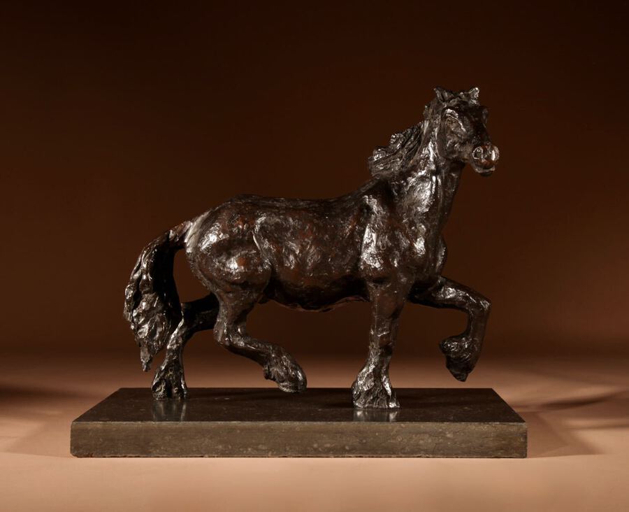 Antique Draft Horse, A Powerful Bronze Sculpture In the Style of Renee Sintenis 1888-1965.