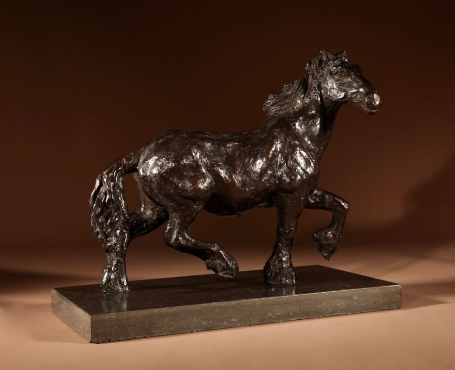 Antique Draft Horse, A Powerful Bronze Sculpture In the Style of Renee Sintenis 1888-1965.
