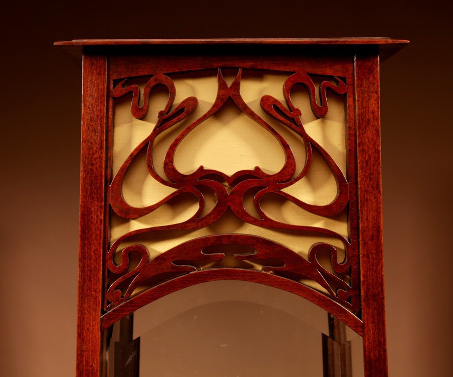 Antique Art Nouveau / Jugendstil Very Rare And Beautiful Mahogany Display / Pedestal Cabinet. 