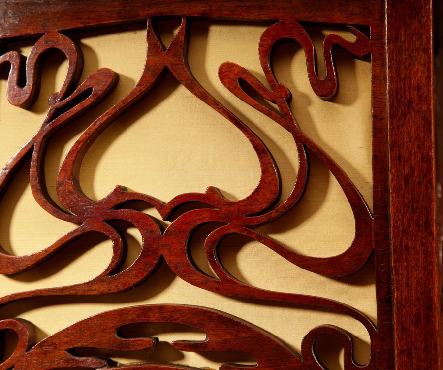 Antique Art Nouveau / Jugendstil Very Rare And Beautiful Mahogany Display / Pedestal Cabinet. 