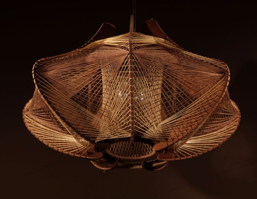 Antique A Very Decorative and Stylish Art Illuminated Hanging Light Sculpture In the style of Naum Gabo.