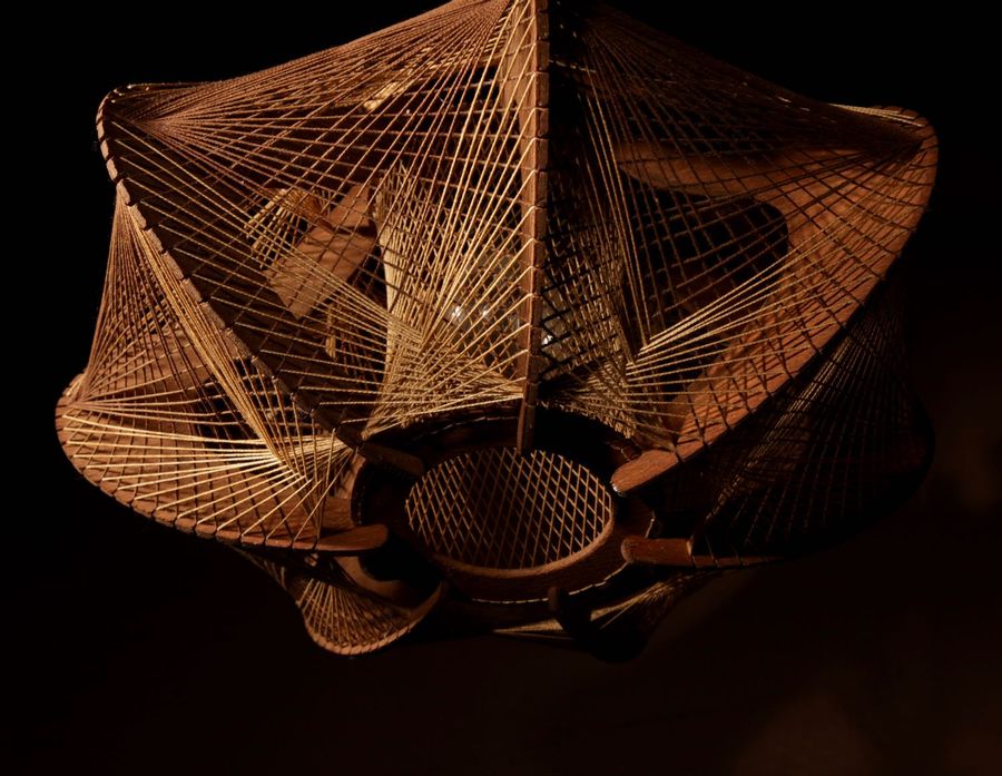 Antique A Very Decorative and Stylish Art Illuminated Hanging Light Sculpture In the style of Naum Gabo.
