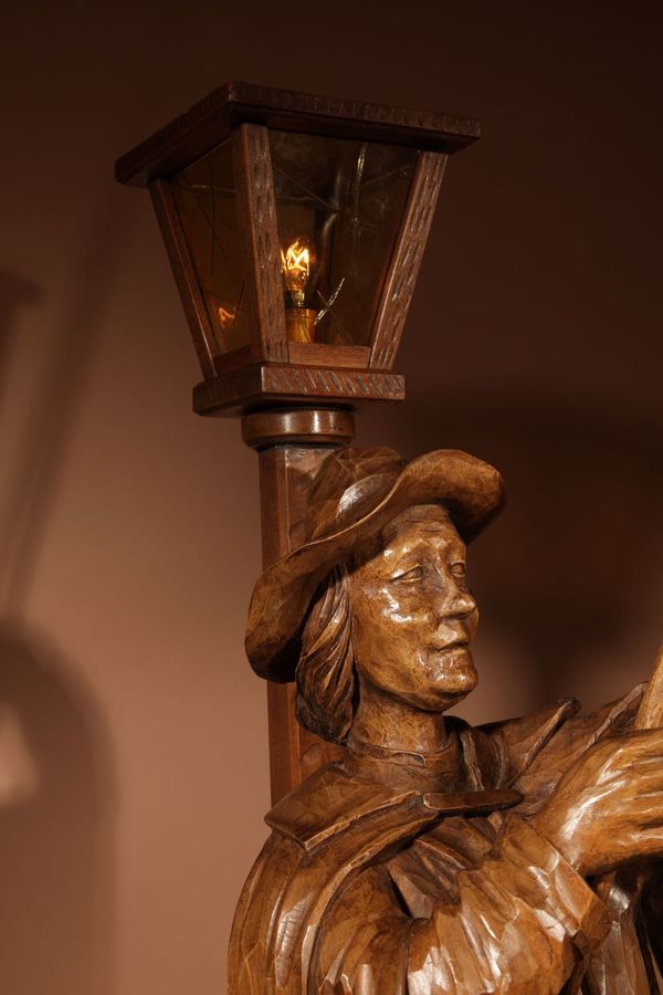 Antique Ukraine Interest, Amusing Sculpture/Lamp Of A Night Watchman.