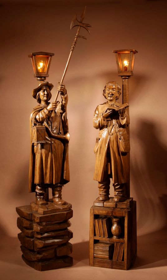 Antique Ukraine Interest, Amusing Sculpture/Lamp Of A Night Watchman.